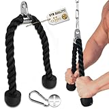 C.P.Sports Trizeps-Seil, Trizepsseil, Bizepsseil 70cm | Seil für Zugübungen, Kabelzug, Seilzug, Latzug, Krafttraining, Fitness, Bodybuilding | mit 8mm Karabiner