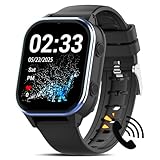 PTHTECHUS Uhr Kinder 4G, Armbanduhr Kinder mit Videoanruf, WiFi/GPS Tracker/Bluetooth Musik Schulmodus SOS Wecker, 900 MAh Lange Standby-Zeit, KinderSmart Uhr für ab 5 Jahren, Tiefschwarz