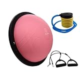 Lacers Petrolline Balance Halbkugel mit Widerstandsbändern und Pumpe - Balanceboard/rutschfester Balloberfläche/Gymnastikball für Yoga, Fitness, Krafttraining & Gleichgewichtstraining (Pink)