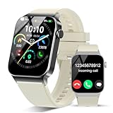 STECEi Smartwatch Herren Damen, 1,85'' HD Touchscreen Smart Watch mit Bluetooth Anrufe, 110+ Sportmodi Fitnessuhr mit Herzfrequenz Schlafüberwachung Schrittzähler, IP68 Wasserdicht Sportuhr, Weiß