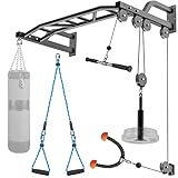 SELEWARE Heavy Duty Klimmzugstange Wandhalterung Multifunktionelle Klimmzugstange mit Seilzugsystem Gym LAT und Lift Pulley Attachments Heavy Bag Hanger