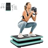 Vibrationsplatte, Vibrationsboard für Zuhause mit Fernbedienung, 99 Intensitätsstufen, Zeitbereich 1–15 Min, leiser Motor, Fettverbrennung, Ganzkörpertraining, Tragkraft 150 kg (Grün)
