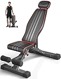 YOLEO 300kg Klappbare Hantelbank Multifunktion mit Erweiterte Rücken und Kopf und Wirbelsäulenstütze, Training Fitness Bank Bauchtrainer Schrägbank mit 10-Fach Verstellbarer Rückenlehne
