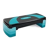 TREXO Aerobic Step 78 x 30 cm Für Cardio- und Fitnesstraining Höhenverstellbar 10-20 cm Langlebig aus Polypropylen und TPR Aerobic Step Hochwertig Blau