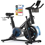MERACH Heimtrainer Fahrrad mit Magnetischem Widerstand, Leises Bremsbelag/Hometrainer Fahrrad mit Verbessertem LCD-Monitor, Indoor Cycling Bike mit Hantelrack, Tablet-Halter, Eigener App, Bis 136KG