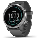 Garmin vívoactive 4 – wasserdichte GPS-Fitness-Smartwatch mit Trainingsplänen, Herzfrequenzmessung, 20 Sport-Apps, 8 Tage Akkulaufzeit, Musikplayer, Silber/Dunkelgrau