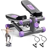Stepper für Zuhause, Mini Stepper 150kg mit Power Ropes, Up-Down Swing steper Hometrainer mit LCD Display, 2 in 1 Einstellbarer Widerstand Trainingsgerät für Beine/Arme/Gesäß Training