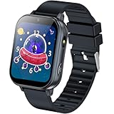 PTHTECHUS Smartwatch Kinder mit 22 Spiele, Kinder Smartwatch mit HD Touchscreen Kamera MP3-Player Schrittzähler Hörbuch Wecker, Smart Watch Kinderuhr Geschenke für Mädchen Junge 4-12 (Schwarz)