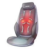 HoMedics Shiatsu Max Massagegerät - Massagesitzauflage Rücken-, Schulter- und Nacken- Massagematte mit Wärmefunktion, Shiatsu-, Rollen- und Vibrationsmassage mit Fernbedienung - Grau
