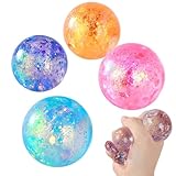 4 Stück Anti Stress Bälle Set 4cm & 6cm - Farben zufällig, Stressball Erwachsene, weicher Druckball für Büro, Schule, Stressabbau, Feinmotorik Training mit Knautschball
