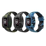 MoKo 3-Pack Armband Kompatibel mit Garmin Vivofit jr. 3 für Kinder, Silikon Ersatzarmband Sport Armband Wechselarmband mit Druckmuster, Tarnblau/Tarngrau/Tarngrün