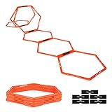 MSPORTS Koordinationsleiter Professional Multifunktional, 6X Hexagon-Elemente als Agility-Leiter u. Hürden kombinierbar Trainingsleiter Fußball Koordinationstraining Leiter