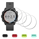 iDaPro Displayschutz Schutzfolie für Garmin Forerunner 245 Music / 245 Smartwatch + 4-teiliger Ladeanschlussschutz, 9H Härte Gehärtetes Glas Displayschutzfolie Einfache Installation [4 Stück]