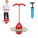 Pogo Stick für Kinder, Hüpfball mit Griff, Hüpfstange Erwachsene, 100 kg Tragfähigkeit, Gartenspielzeug Kinder, Outdoor Bouncing Ball, Bewegungsspiele für Gleichgewichtstraining, Sport (Rot)