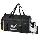 SKYSPER Sporttasche Herren und Damen，Klein Reisetasche mit Schuhfach Weekender Tasche Schwimmtasche Duffle Bag für Travel Gym Training Schwarz