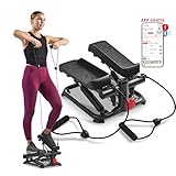 Sunny Health & Fitness Gesamtkörper Smart Stepper für Zuhause, Low-Impact Übungs Stepper Maschine mit Widerstandsbändern - SF-S0978SMART