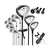 GYMAX komplettes Herren Golfschläger Set, 9 teiliges Golf Set rechtshändig mit Standtasche, Inklusive 1# Aluminium-Driver, 3# Fairwayholz, 4# Hybrid, 6-9# Eisen, P# Zink-Eisen, Putter (Schwarz)