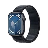 Apple Watch Series 9 (GPS, 45 mm) Smartwatch mit Aluminiumgehäuse und Sport Loop Armband in Mitternacht. Fitnesstracker, Blutsauerstoff und EKG Apps, Always-On Retina Display, CO₂ neutral