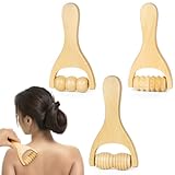 ACWOO 3 Stück Holz Massageroller, Faszienstab Holz, Rückenmuskel-Roller, Manuelle Holztherapie-Massagewerkzeuge, Massagegerät mit Griff Faszienrolle, zur Muskelentspannung (whole body massage)
