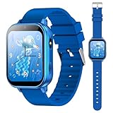 PTHTECHUS Smart Watch für Kinder, Kinderuhr mit Fotoapparat, MP3-Player, Lernen und Spielen, Kindergeschenk für 3-12 Jahre alte Jungen und Mädchen,Blau