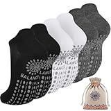 ILovDaisy Pilates Yoga Socken Damen 39-42, Stoppersocken Rutschfeste Sneaker Socken Yogasocken, Antirutschsocken mit Noppen für Trampolin Gymnastik Fitness Krankenhaus Zuhause 3Paar