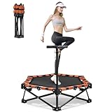 Faltbares Mini-Trampolin, Tragkraft 150kg, tragbares Übungs-Rebounder-Trampolin mit 41''/42''/45''verstellbarem Schaumstoffgriff, für Erwachsene und Kinder