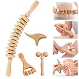 HOVCEH 4 Stück Faszienstab Holz, Faszienrolle für Rücken, Nacken, 12 Runden Massageroller mit Griff zur Muskelentspannung, Massageroller Holz, Lindert Müdigkeit & Cellulite für Zuhause, Reisen, Büro