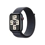 Apple Watch SE (2. Generation) GPS + Cellular 44 mm Smartwatch mit Aluminiumgehäuse in Mitternacht und Sport Loop in Tinte (One Size). Fitness und Schlaftracker, Unfallerkennung, CO₂ neutral