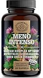 MENO INTENSO® Wechseljahre Komplex +500mg Yamswurzel - WICHTIG: Laborgeprüfte Meno Balance mit Rotklee, Ashwagandha, Rhabarber, Eisen, Vitamin B9+B12-120 Stk- DE SCHEUNENGUT®