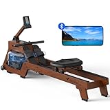 MERACH Wasserrudergerät für Zuhause, Intensives Rudererlebnis mit Hochwertigem Massivholz & 22L Wassertank & Exklusiver APP, Professioneller Monitor & Tablet-Halterung, Bequemer Ergonomischer Stuhl
