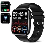 PJYUBVOR Smart Watch Männer Frauen Fitness: (Anrufe annehmen/anrufen) 1,9 Zoll Bluetooth Smart Watch für Android iOS Telefone mit Schlaf Tracking, Blutdruck, SpO2, 25 Sportmodi, Schrittzähler