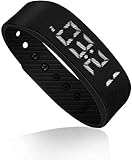 Schrittzähler Pedometer Einfach bedienung Fitness Armband Fitnessarmband mit Uhr Kalorienzähler Schrittmesser Ohne Bluetooth Aktivität tracker Kalorien Zähler Messer Test Ohne APP Zum Joggen, Schwarz