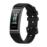 Armband Kompatibel mit Huawei Band 4 Pro/3 Pro/3, 19mm Silikon Ersatzarmband für Huawei Band 3 (Schwarz)