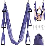 Bekasa Aerial Yogatuch, Aerial Yoga Hängematte Yogatuch zum Aufhängen Yoga Schaukel Swing Anti-Schwerkraft Nylon yoga Schaukel mit 6 Griffen, Montagezubehör, Tasche, bis 200 kg Belastbar