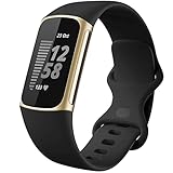 Dirrelo Armband Compatible with Fitbit Charge 5 Armband/Fitbit Charge 6 Armband Damen Herren，Weich Silikon Uhrenarmband, Sport Wasserdicht Ersatzarmband für Fitbit Charge 5 Charge 6, Schwarz Klein