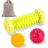 Massagebälle Igelball Set, Fußmassage Roller, Massagebälle für Plantarfasziitis mit Tragetasche, Premium Fußmassagegerät zur Stressreduzierung und Entspannung, Linderung von Muskelkater