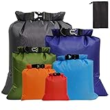 6 Stück wasserdichte Aufbewahrungsbeutel, 1,5/2,5/3/3,5/5/8L Lightweight Trockenbeutel Polyester Packsäcken Dry Bag Set für Wassersport Wandern Camping(Mehrfarbig)