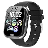 CATGIFF Smartwatch Kinder - Smart Watch Telefon für Kinderuhr Mädchen Jungen mit Spiele Anruffunktion SOS Kamera Musik Schrittzähler Taschenlampe Wecker, Kids Telefonieren Geschenk für 4-10, Schwarz