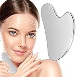 Gua Sha Edelstahl, Gua Sha Gesichtsmassage,Guasha Gesichtsroller Face Roller Massageroller Gesicht, Gua Sha Stein zur Muskelentspannung, Lindert Falten für Gesicht, Augen, Nacken, Körperpflege