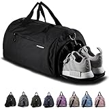 Fitgriff® Sporttasche & Reisetasche für Damen und Herren - mit Schuhfach & Nassfach - Tasche für Sport, Fitness & Reisen - Trainingstasche, Gym Bag (Black, 58 x 31 x 31 cm (Medium))