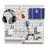 Keepo Stecktafel-Kombinationsset, Stecktafeln und Zubehör, modular zum Aufhängen für Wand-Organizer, Bastelorganisation, Ornament-Ausstellung, Kinderzimmer-Aufbewahrung, Stecktafel (Weiß, 22″×22″)