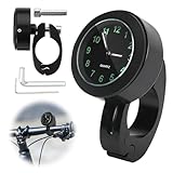 SPERMUOY Motorrad Uhr Lenker,22-25mm Lenkeruhr Motorrad Nachtleuchtende Motorrad Lenkeruhr,Wasserdicht Motorraduhren für Lenker, Lenkerhalterung Uhr für Motorräder, Elektrofahrzeuge-Schwarz