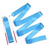 2 Stück Tanzbänder, 2 m Langes Wirbelndes Tanzband Gymnastikband mit Stab Dance Ribbons für Kinder Künstlerisches Tanzen Training Party, mit Band-Tänzerstab (Himmelblau)