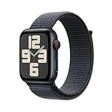 Apple Watch SE (2. Generation) GPS + Cellular 44 mm Smartwatch mit Aluminiumgehäuse in Mitternacht und Sport Loop in Tinte (One Size). Fitness und Schlaftracker, Unfallerkennung, CO₂ neutral