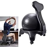 NUNETH Balance Ball Stuhl Ergonomischer Bürostuhl Yoga-Ballstuhl Schwarz, Gleichgewichtsball-Haltungsstuhl für Erwachsene und Jugendliche mit Fußpumpe, Heimgymnastik-Gymnastikballstuhl, Rollhocker