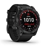 Garmin Unisex – Erwachsene fēnix 7X-Solar Edition Schwarz/Schiefergrau mit QuickFit-Silikon-Armband 26 mm(Generalüberholt) Smartwatch, 26mm