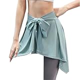 WXBCDS Wickelrock Kurz Frauen Sport Yoga Hüfte-Verstecken Rock Fitness Dance Schal Laufen Taille Kurzen Rock(Beige)