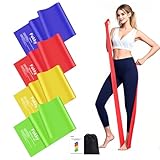 Fokky Fitnessbänder 4er-Set, Resistance Bands 2M Fitnessband, Gymnastikband mit 4 Stufen, Widerstandsbänder Fitnessbänder Gummiband für Muskelaufbau, Yoga, Pilates Fitnessbänder für Männer und Frauen