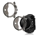 kwmobile 2X Sport Schutzhülle kompatibel mit Suunto 9/9 Baro/Spartan Sport Wrist HR Hülle - Silikon Cover klar - Case ohne Tracker - Schwarz Transparent