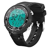 TEKMAGIC Herren Armbanduhr mit Silikonband 10 ATM 100 Meter Wasserdicht Geeignet zum Schwimmen und Tauchen mit Hintergrundbeleuchtung, Wecker, Stoppuhr, Kalender, Zwei Zeitzonen
